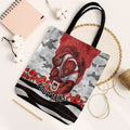 Personalized Dragons ANZAC Tribute Tote Bag Poppy Field Soldier Silhouette Aboriginal Rugby Mascot