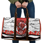 Personalized Dragons ANZAC Tribute Travel Bag Poppy Field Soldier Silhouette Aboriginal Rugby Mascot