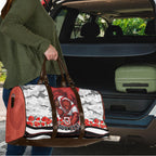 Personalized Dragons ANZAC Tribute Travel Bag Poppy Field Soldier Silhouette Aboriginal Rugby Mascot