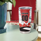 Personalized Dragons ANZAC Tribute Tumbler Cup Poppy Field Soldier Silhouette Aboriginal Rugby Mascot