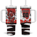 Personalized Dragons ANZAC Tribute Tumbler With Handle Poppy Field Soldier Silhouette Aboriginal Rugby Mascot