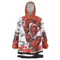 Personalized Dragons ANZAC Tribute Wearable Blanket Hoodie Poppy Field Soldier Silhouette Aboriginal Rugby Mascot