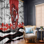 Personalized Dragons ANZAC Tribute Window Curtain Poppy Field Soldier Silhouette Aboriginal Rugby Mascot
