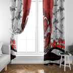 Personalized Dragons ANZAC Tribute Window Curtain Poppy Field Soldier Silhouette Aboriginal Rugby Mascot