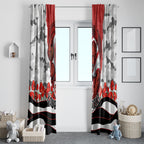Personalized Dragons ANZAC Tribute Window Curtain Poppy Field Soldier Silhouette Aboriginal Rugby Mascot