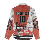 Personalized Dragons ANZAC Tribute Women Casual Shirt Poppy Field Soldier Silhouette Aboriginal Rugby Mascot