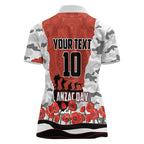 Personalized Dragons ANZAC Tribute Women Polo Shirt Poppy Field Soldier Silhouette Aboriginal Rugby Mascot