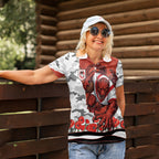 Personalized Dragons ANZAC Tribute Women Polo Shirt Poppy Field Soldier Silhouette Aboriginal Rugby Mascot