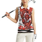 Personalized Dragons ANZAC Tribute Women Sleeveless Polo Shirt Poppy Field Soldier Silhouette Aboriginal Rugby Mascot