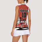 Personalized Dragons ANZAC Tribute Women Sleeveless Polo Shirt Poppy Field Soldier Silhouette Aboriginal Rugby Mascot