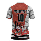 Personalized Dragons ANZAC Tribute Zipper Polo Shirt Poppy Field Soldier Silhouette Aboriginal Rugby Mascot