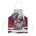 Personalized Sea Eagles ANZAC Tribute Apron Poppy Field Soldier Silhouette Aboriginal Rugby Mascot
