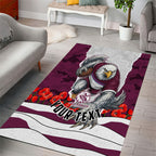 Personalized Sea Eagles ANZAC Tribute Area Rug Poppy Field Soldier Silhouette Aboriginal Rugby Mascot