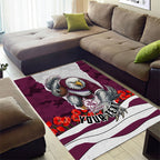 Personalized Sea Eagles ANZAC Tribute Area Rug Poppy Field Soldier Silhouette Aboriginal Rugby Mascot