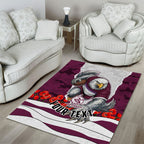 Personalized Sea Eagles ANZAC Tribute Area Rug Poppy Field Soldier Silhouette Aboriginal Rugby Mascot