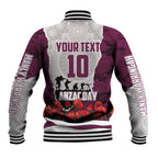 Personalized Sea Eagles ANZAC Tribute Baseball Jacket Poppy Field Soldier Silhouette Aboriginal Rugby Mascot