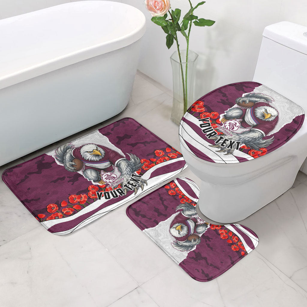 Personalized Sea Eagles ANZAC Tribute Bathroom Set Poppy Field Soldier Silhouette Aboriginal Rugby Mascot