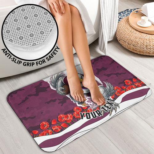 Personalized Sea Eagles ANZAC Tribute Bathroom Set Poppy Field Soldier Silhouette Aboriginal Rugby Mascot