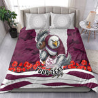 Personalized Sea Eagles ANZAC Tribute Bedding Set Poppy Field Soldier Silhouette Aboriginal Rugby Mascot