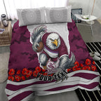 Personalized Sea Eagles ANZAC Tribute Bedding Set Poppy Field Soldier Silhouette Aboriginal Rugby Mascot