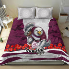 Personalized Sea Eagles ANZAC Tribute Bedding Set Poppy Field Soldier Silhouette Aboriginal Rugby Mascot
