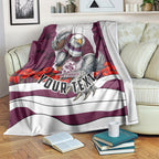 Personalized Sea Eagles ANZAC Tribute Blanket Poppy Field Soldier Silhouette Aboriginal Rugby Mascot