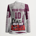 Personalized Sea Eagles ANZAC Tribute Blazer Poppy Field Soldier Silhouette Aboriginal Rugby Mascot