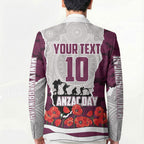 Personalized Sea Eagles ANZAC Tribute Blazer Poppy Field Soldier Silhouette Aboriginal Rugby Mascot