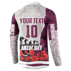 Personalized Sea Eagles ANZAC Tribute Button Sweatshirt Poppy Field Soldier Silhouette Aboriginal Rugby Mascot
