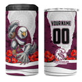 Personalized Sea Eagles ANZAC Tribute 4 in 1 Can Cooler Tumbler Poppy Field Soldier Silhouette Aboriginal Rugby Mascot