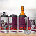 Personalized Sea Eagles ANZAC Tribute 4 in 1 Can Cooler Tumbler Poppy Field Soldier Silhouette Aboriginal Rugby Mascot