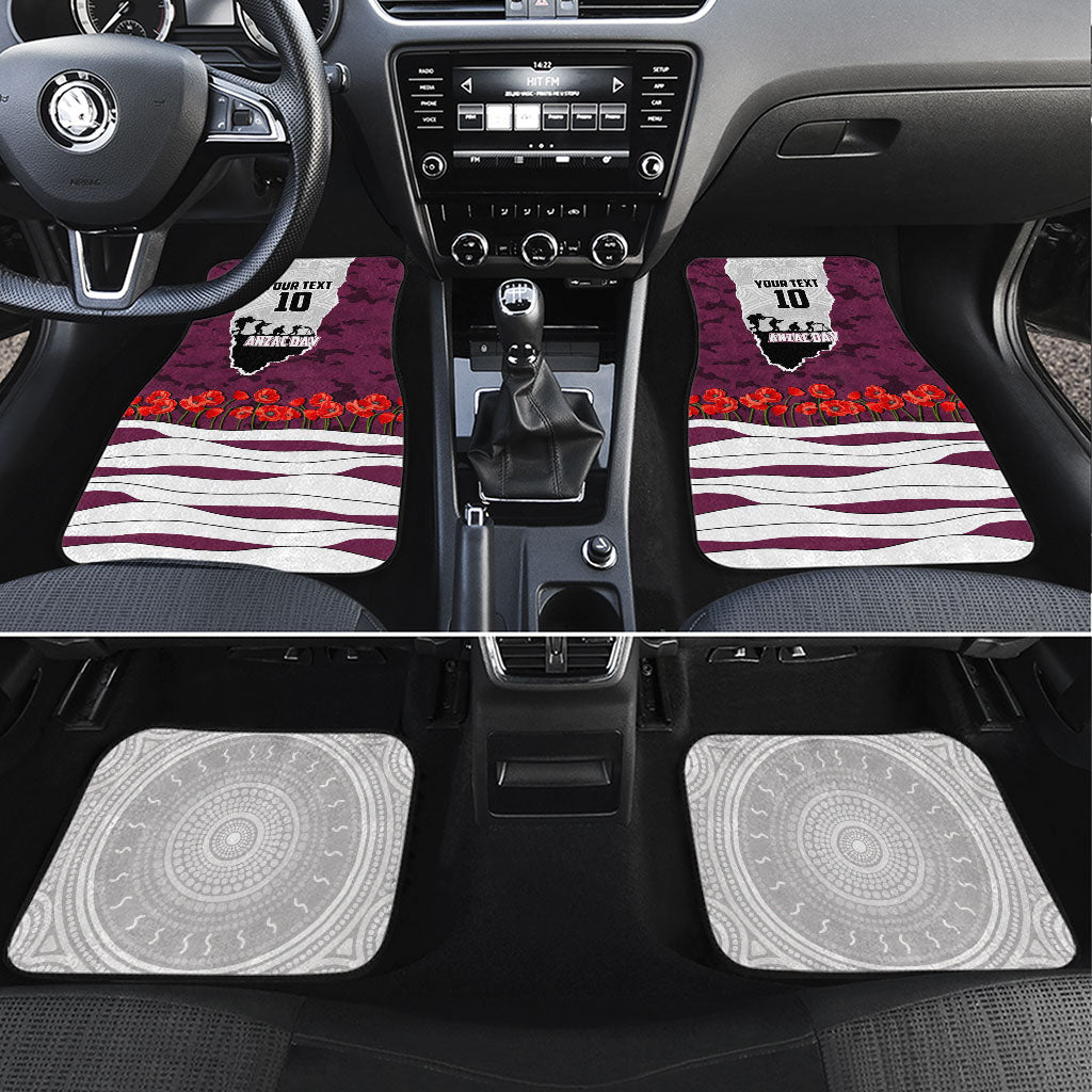 Personalized Sea Eagles ANZAC Tribute Car Mats Poppy Field Soldier Silhouette Aboriginal Rugby Mascot