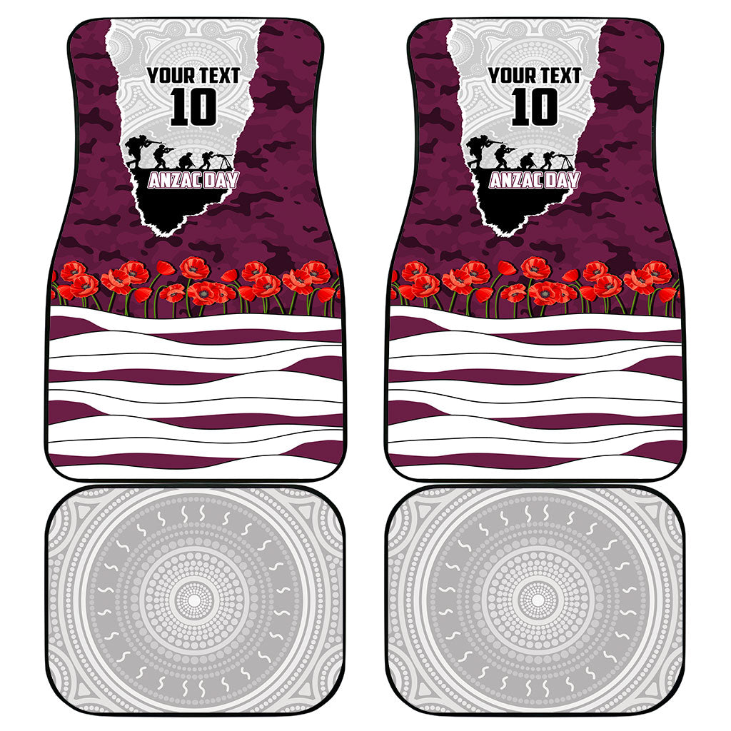 Personalized Sea Eagles ANZAC Tribute Car Mats Poppy Field Soldier Silhouette Aboriginal Rugby Mascot