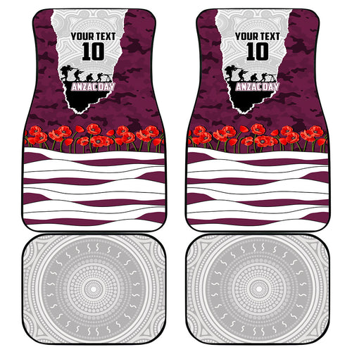 Personalized Sea Eagles ANZAC Tribute Car Mats Poppy Field Soldier Silhouette Aboriginal Rugby Mascot