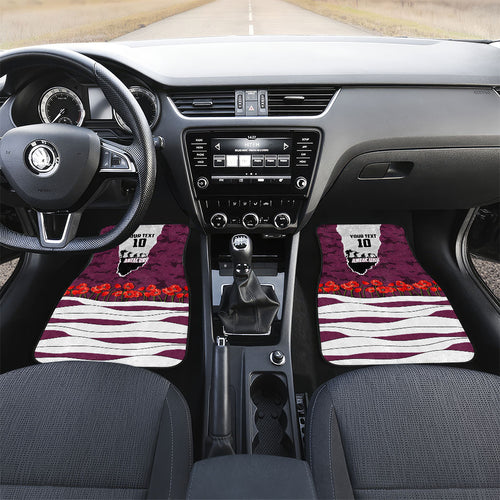Personalized Sea Eagles ANZAC Tribute Car Mats Poppy Field Soldier Silhouette Aboriginal Rugby Mascot