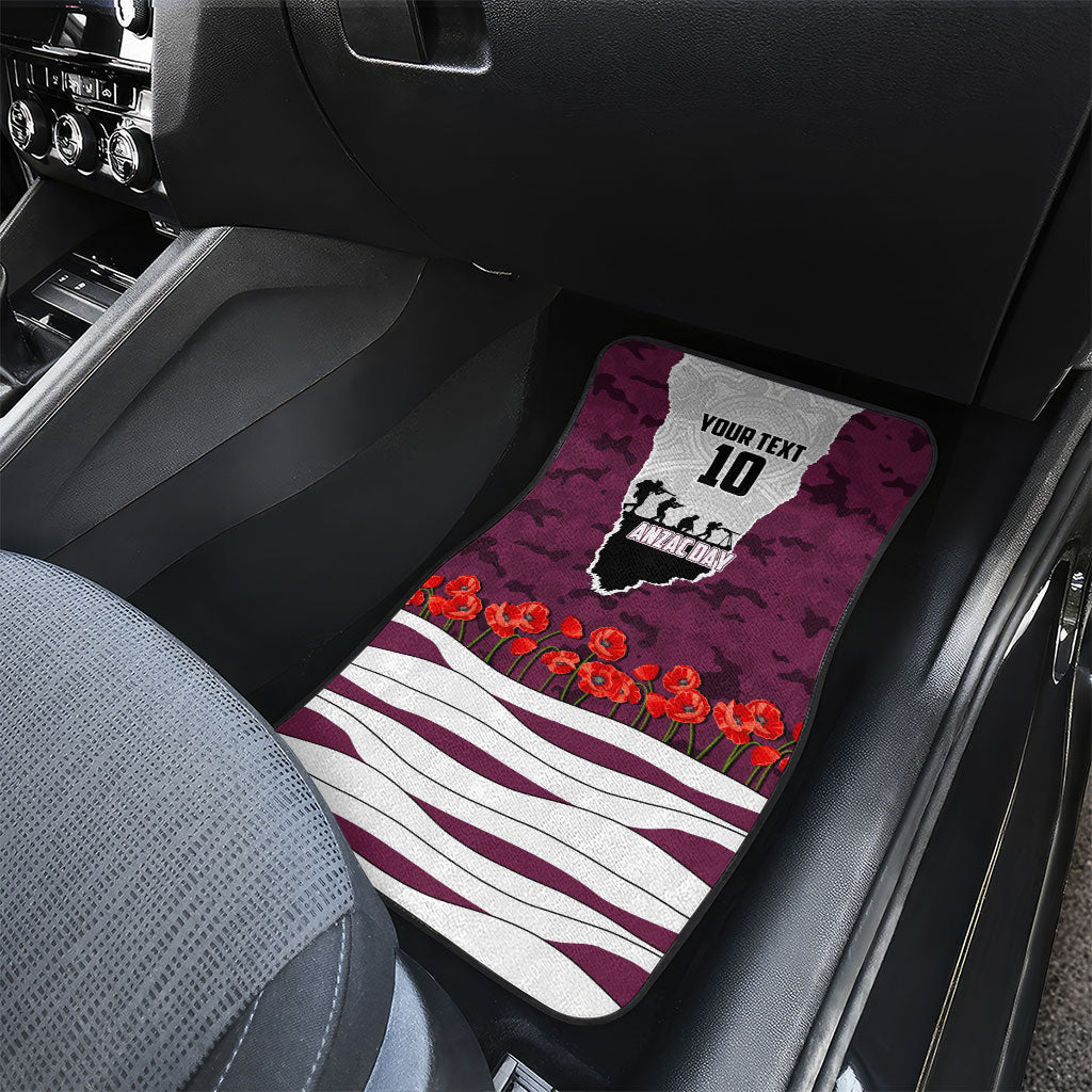Personalized Sea Eagles ANZAC Tribute Car Mats Poppy Field Soldier Silhouette Aboriginal Rugby Mascot