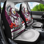 Personalized Sea Eagles ANZAC Tribute Car Seat Cover Poppy Field Soldier Silhouette Aboriginal Rugby Mascot