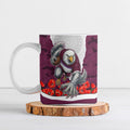 Personalized Sea Eagles ANZAC Tribute Ceramic Mug Poppy Field Soldier Silhouette Aboriginal Rugby Mascot