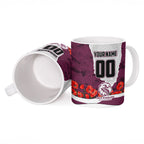 Personalized Sea Eagles ANZAC Tribute Ceramic Mug Poppy Field Soldier Silhouette Aboriginal Rugby Mascot