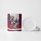 Personalized Sea Eagles ANZAC Tribute Ceramic Mug Poppy Field Soldier Silhouette Aboriginal Rugby Mascot