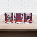 Personalized Sea Eagles ANZAC Tribute Ceramic Mug Poppy Field Soldier Silhouette Aboriginal Rugby Mascot