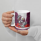 Personalized Sea Eagles ANZAC Tribute Ceramic Mug Poppy Field Soldier Silhouette Aboriginal Rugby Mascot