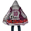 Personalized Sea Eagles ANZAC Tribute Cloak Poppy Field Soldier Silhouette Aboriginal Rugby Mascot