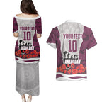 Personalized Sea Eagles ANZAC Tribute Couples Matching Puletasi and Hawaiian Shirt Poppy Field Soldier Silhouette Aboriginal Rugby Mascot