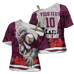 Personalized Sea Eagles ANZAC Tribute Cross Shoulder Shirt Poppy Field Soldier Silhouette Aboriginal Rugby Mascot
