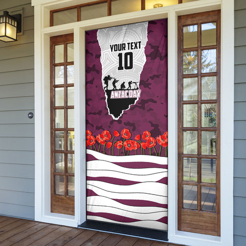 Personalized Sea Eagles ANZAC Tribute Door Cover Poppy Field Soldier Silhouette Aboriginal Rugby Mascot