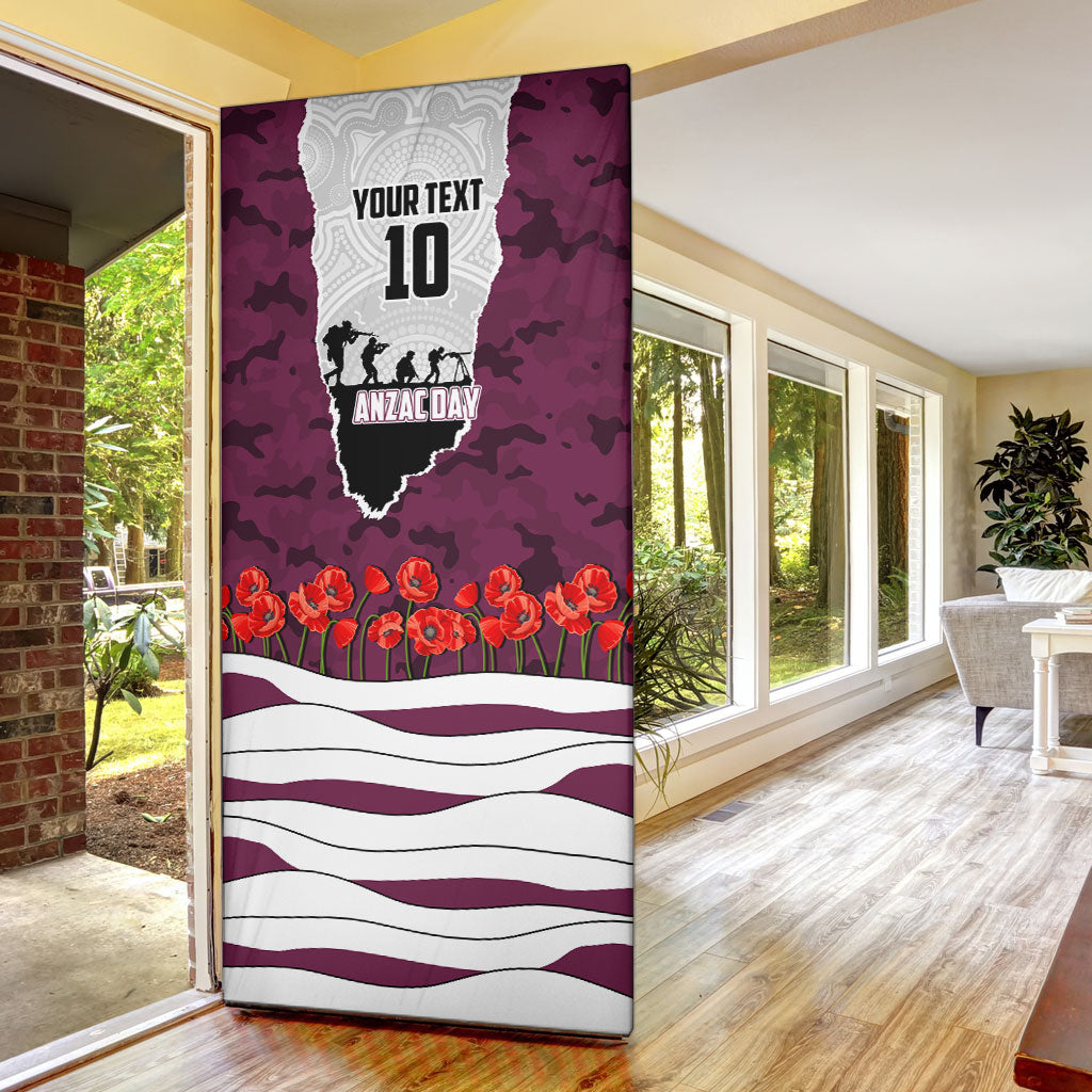 Personalized Sea Eagles ANZAC Tribute Door Cover Poppy Field Soldier Silhouette Aboriginal Rugby Mascot