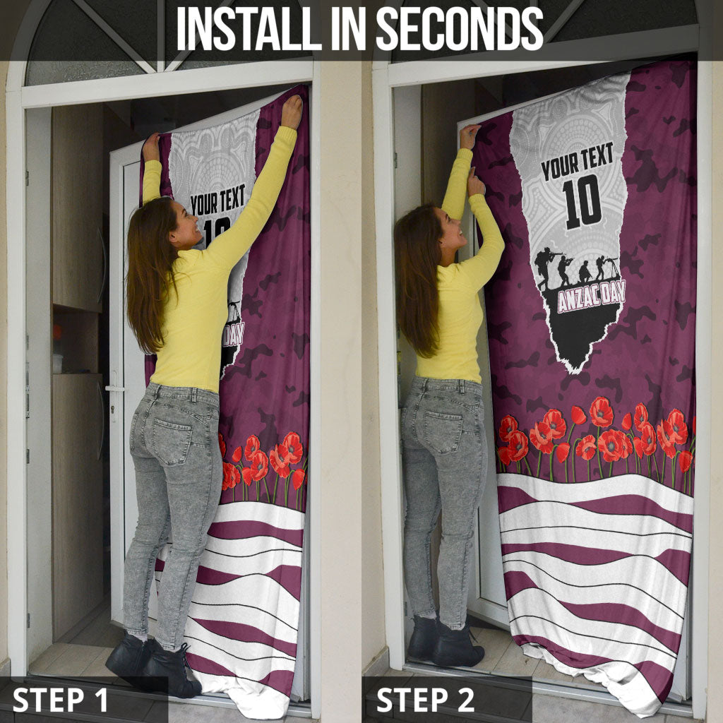Personalized Sea Eagles ANZAC Tribute Door Cover Poppy Field Soldier Silhouette Aboriginal Rugby Mascot