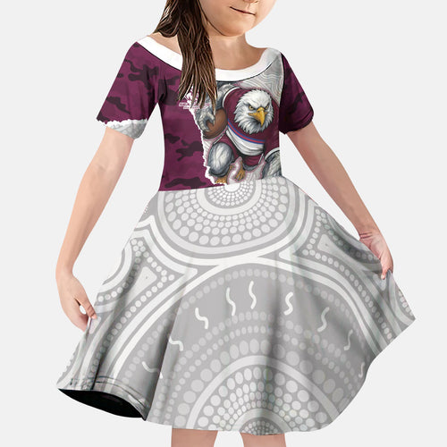 Personalized Sea Eagles ANZAC Tribute Family Matching Long Sleeve Bodycon Dress and Hawaiian Shirt Poppy Field Soldier Silhouette Aboriginal Rugby Mascot