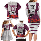 Personalized Sea Eagles ANZAC Tribute Family Matching Long Sleeve Bodycon Dress and Hawaiian Shirt Poppy Field Soldier Silhouette Aboriginal Rugby Mascot